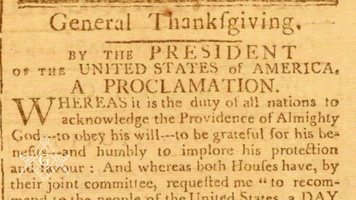 George Washington’s First Thanksgiving Proclamation