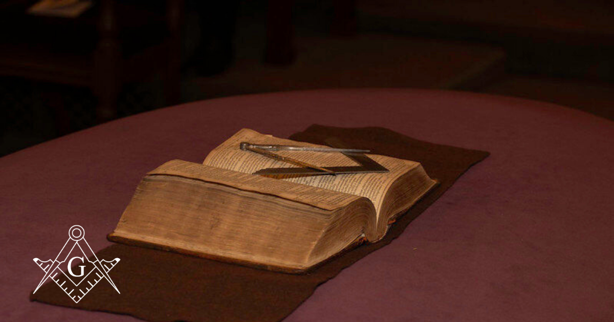 A Bible on the Alter with a Freemason's Square and Compasses